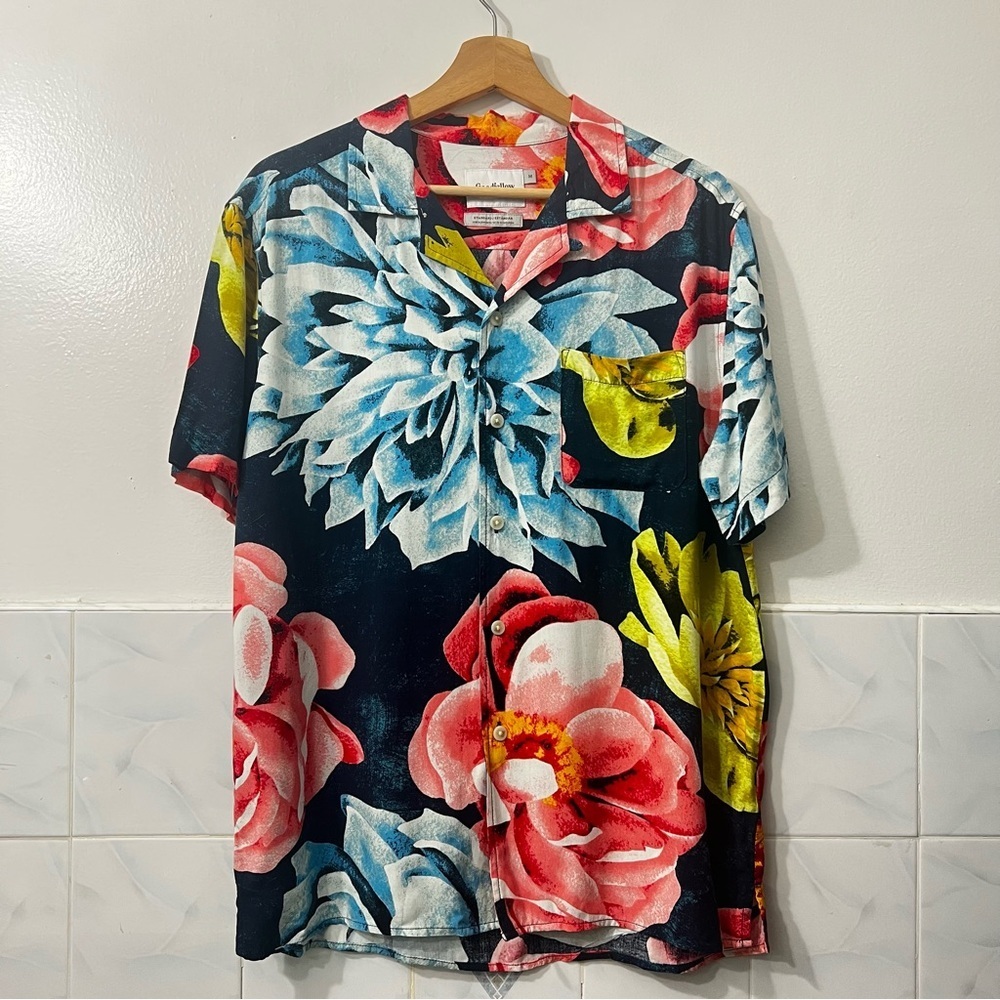 Goodfellow & Co Men's Hawaiian Floral Button Up Shirt M Tropical Resort Vacation